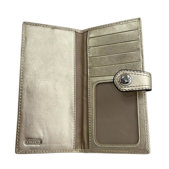 Auth COACH Signature - Khaki Gold Jacquard Leather Bill Holder - Picture 4 of 5